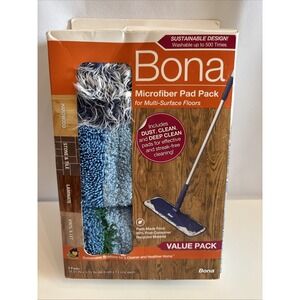 Bona Microfiber Cleaning Pads‎ 3 Pack Value Set for Wood and Hard Surface Floors